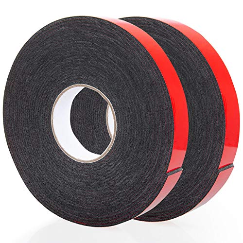 Double Sided Foam Tape 1.18In x 33FT 2 Pack, Mounting Tape Heavy Duty, Strong Adhesive Weatherproof Seal Strips for DIY Craft Picture Poster, Car & Gap Filling Mountings, Home Office Decor (Black) - color: Black, size: 1.18 In x 66 FT