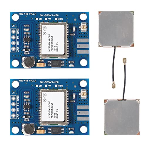 2Pcs GY-NEO7MV2 NEO-7M GPS Module NEO7MV2 with Flight Control EEPROM MWC APM2.5 Large Antenna Repalcement for NEO-6M GY-GPSV1-NEO - color: NEO-7M