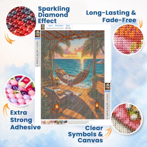 WULINHUAFA Seaside Diamond Painting Kits for Adults 12x16 inch - color: Hammock