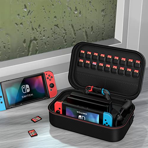 HEYSTOP Switch Accessories Bundle 12 in 1 Compatible with Nintendo Switch, Gift Kit with Carrying Case, Protective Case Cover, Screen Protector, PlayStand, Joycon Grip & More (Black)