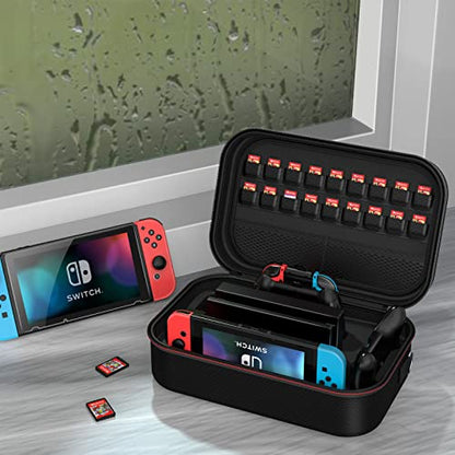 HEYSTOP Switch Accessories Bundle 12 in 1 Compatible with Nintendo Switch, Gift Kit with Carrying Case, Protective Case Cover, Screen Protector, PlayStand, Joycon Grip & More (Black)
