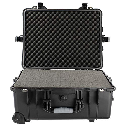 Eylar Large 22.06" Protective Roller Hard Camera Case for Cameras, Drones, Tools, and AV Equipment with IP67 Waterproof, Shock Resistant, and Customizable Foam Inserts (Black)