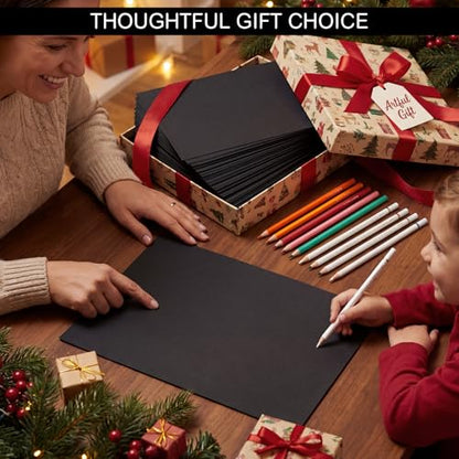 Black Cardstock Paper Pad, 30 Sheets, 230Gsm, 8.3 x 11.7 in