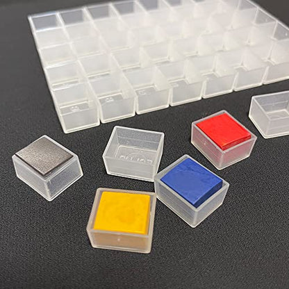 FCLUB 48PCS Transparent Watercolor Half Pans, Empty Paint Pans - style: 48Pcs Transparent Half Pans