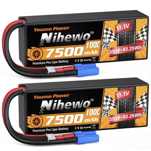 3S Lipo Battery 7500mAh 11.1V 100C Hardcase EC5 for RC Car Boat 2pcs