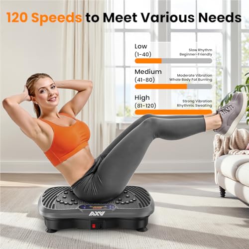AXV Vibration Plate Exercise Machine Fitness Platform Body Vibrating Board - color: SLIM.GRAY