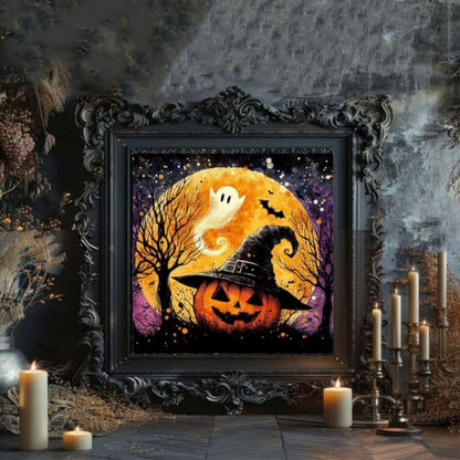 Halloween Paint by Numbers for Adults, Pumpkin Paint by Number on Canvas - color: MT23077