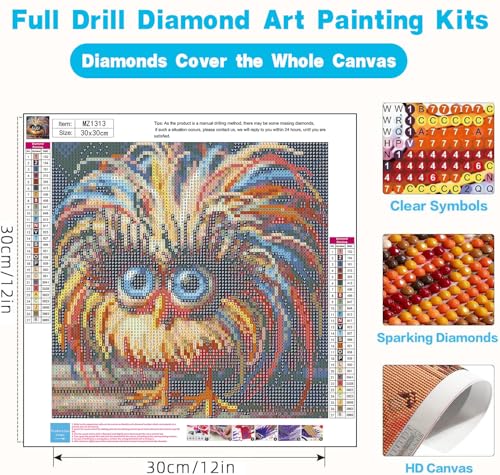 Xylogist Cute Chicken Diamond Art Kits for Adults 12x12 inch - color: 1 Pack Chicken, size: 11.8 x 11.8 in