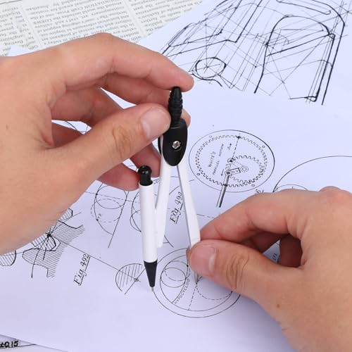 Student Protractor and Compass Set, 3 Pcs Geometry Math Set, 12 Inch Plastic Clear Ruler, Compass for Geometry and 180 Degree 6 Inch Protractor for Drawing Measuring School Office (Classic)