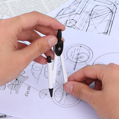 Student Protractor and Compass Set, 3 Pcs Geometry Math Set, 12 Inch Plastic Clear Ruler, Compass for Geometry and 180 Degree 6 Inch Protractor for Drawing Measuring School Office (Classic)