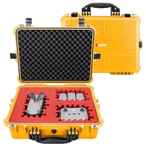 Eylar 20" Large Hard Case Equipped With Ragar Reconfigurable & Reusable XP Crosslinked Foam, Waterproof, Shockproof For Gear, Drones And Cameras (2 Red/Black Ragar Layers) (Yellow) - color: Yellow
