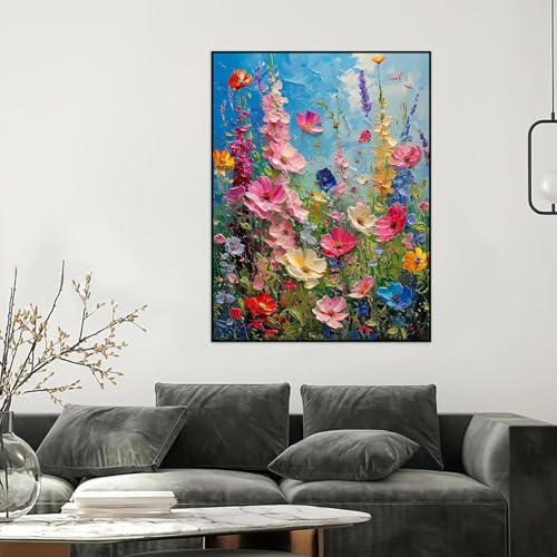 2 Pack Flowers Paint by Numbers Kit for Adults Beginner (Without Frame) - color: YH03844