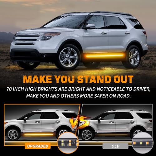 XRIDONSEN 2PCS 60 inch Running Board Strobe Lights Amber Warning Lights - color: Amber