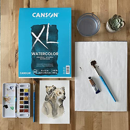 Canson XL Series Watercolor Paper Pad, 9" x 12", 30 Sheets/Pad, 3 Pads