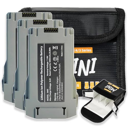 3PCS Replacement Battery Compatible with DJI Mini 5 Pro Intelligent Flight with Safe Battery Bag, 5000mAh-52 Min Flight Time, Li-Po Storage Batteries Bag