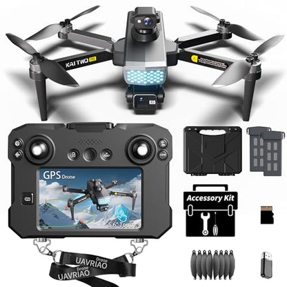 5.6” Touch Screen Drone with 3-Axis Gimbal & 4K Camera, 5G FPV Transmission, GPS + Optical Flow Positioning, Brushless Motor, 360° Laser Obstacle Avoidance, 7-Level Wind Resistance, Return to Home – Professional Aerial Photography Quadcopter for Adults