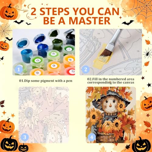 3 Pack Halloween Paint by Numbers Kit for Adults, Fall Ghost, 8x12 inch - color: Halloween-1