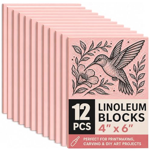 Bobblebro 12 PCS 4"x6" Soft Linoleum Blocks for Printmaking & Stamp Making - style: 4X6-12PCS
