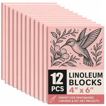 Bobblebro 12 PCS 4"x6" Soft Linoleum Blocks for Printmaking & Stamp Making - style: 4X6-12PCS