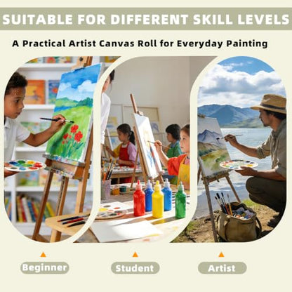 Large Primed Canvas Roll for Painting, 63 in x 6 yd, 10 oz Cotton - size: 63 in × 6 yd