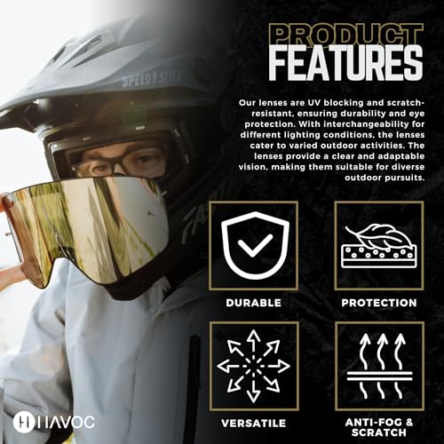 Havoc Racing Infinity Lenses - Interchangeable Magnetic Replacement Lenses - Anti-Fog, Anti-UV, Anti-Scratch Wide Goggle Lens - color: Smoke Dual Pane