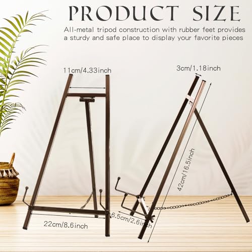 Leinuosen 1 Pcs Metal Tabletop Easel Stand, Tripod Display,Brown - color: Brown