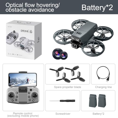 Drone with HD Camera Indoor Mini RC Quadcopter Drones for Adults - color: Black + 2 batteries