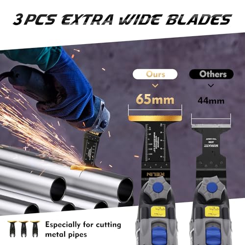 KELIN 64pcs Titanium Oscillating Tool Blades, Universal Multitool Blades