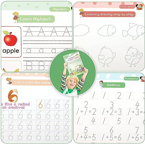 CosyCorner Magical Handwriting Workbooks Handwriting Practice Magic Copybook, Handwriting Aid Magic Pen Reusable Copybook Grooves Template Design for Children (5)