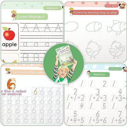CosyCorner Magical Handwriting Workbooks Handwriting Practice Magic Copybook, Handwriting Aid Magic Pen Reusable Copybook Grooves Template Design for Children (5)