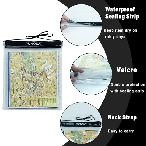 YUMQUA Waterproof Pouch Clear Dry Bag Document Map Holder Large Size 3PACK - color: Black