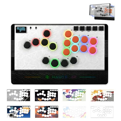 Haute42 Leverless Controller Arcade Stick: Haute42 C-AT White Leverless Arcade Stick Street Fight for PC/PS3/PS4/Switch Game,Arcade Controller with Cable Security Clasp & TURBO Support Hot Swap & SOCD