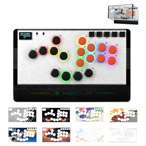 Haute42 Leverless Controller Arcade Stick: Haute42 C-AT White Leverless Arcade Stick Street Fight for PC/PS3/PS4/Switch Game,Arcade Controller with Cable Security Clasp & TURBO Support Hot Swap & SOCD