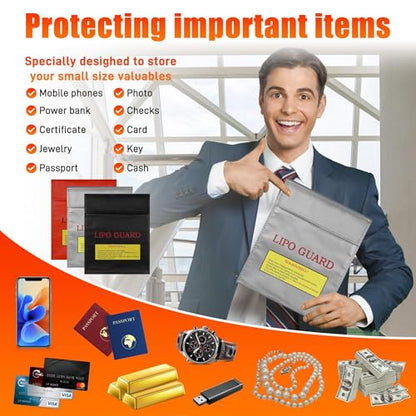 LiPo Guard Battery Safe Bag, Flame & Heat Resistant, 3 Pack (Small) - size: Small Size
