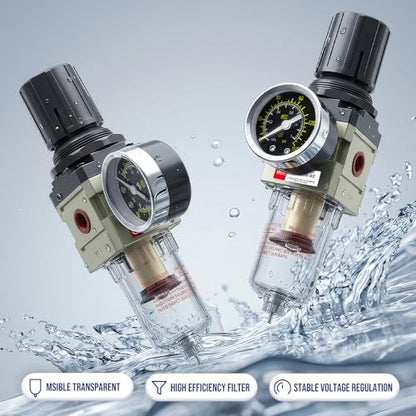 1/4 NPT Airbrush Regulator Air Compressor Moisture Water Trap - color: Semi-auto Drain