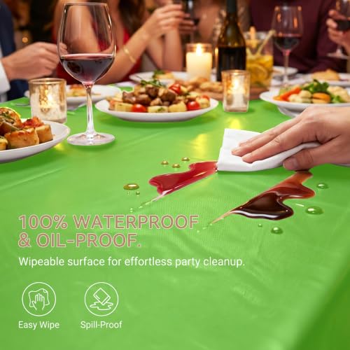 Plastic Tablecloth Roll with Slide Cutter, 54 in x 300 ft Table Cover - color: Grass Green