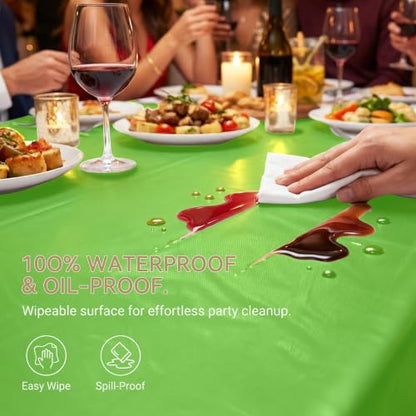 Plastic Tablecloth Roll with Slide Cutter, 54 in x 300 ft Table Cover - color: Grass Green