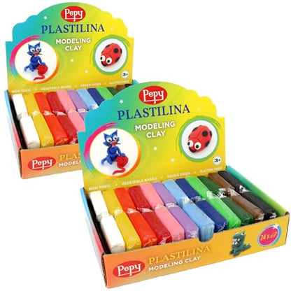 Pepy Plastilina Reusable and Non-Drying Modeling Clay Gift Set; Set of 48 Bars, 1.4 Ounce Each, 4 Each of 12 Colors, Perfect for Arts and Crafts Projects, Multicolor