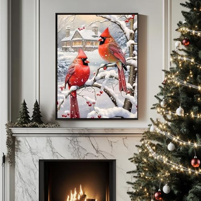 Cardinal Paint by Numbers Kit for Adults Canvas, Paint by Number Christmas - color: Cardinal