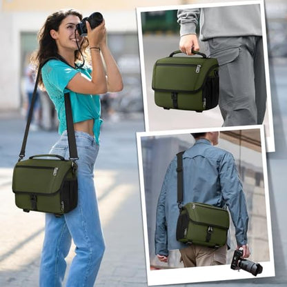 RAINSMORE Camera Bag, DSLR SLR Mirrorless Camera Case for Photographer - color: Green