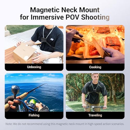 JJC Quick Release POV Neck Mount with Chest Strap for DJI Osmo Action 6 5 4 - color: Neck Mount with Fixing Chest Strap Black