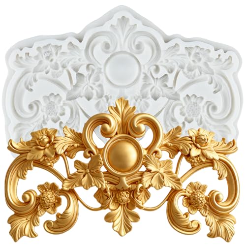 Baroque Scroll Lace Silicone Mold Flower Lace Polymer Clay Molds - color: Style O