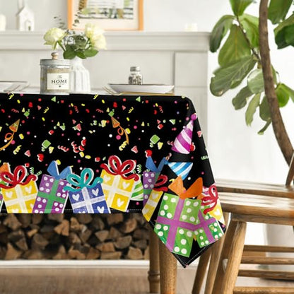 Horaldaily Black Birthday Tablecloth, 60x84 Inch Rectangular - color: Black, size: 60" x 84" (Rectangular)
