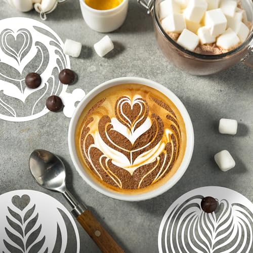 Sitsink Mandala Cookie Coffee Stencils - 25 Pcs Mandala Latte Art Cookie Stencils for Coffee Cake Bread Decor, Reusable Bread Template for Sourdough Decoration Tools Baking Stencil - style: latte art