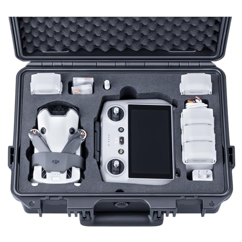 Lykus Titan MM410 Waterproof Hard Case for DJI Mini 4 Pro/Mini 3/Pro and RC2/RC/RC-N2/N1, Support 7 batteries and RC lanyard [CASE ONLY] - color: Black