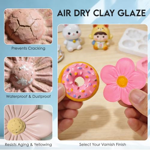 Nariolar Air Dry Clay Glaze - 4fl oz/120ml Clay Varnish Matte & Gloss - size: 4 oz-gloss&matte