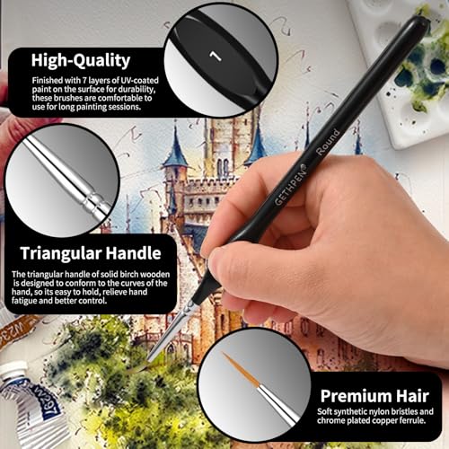 GETHPEN Miniature Paint Brushes, Micro Detail Paint Brush Set, 15pcs - size: 15 Sizes
