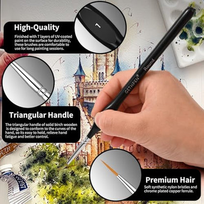 GETHPEN Miniature Paint Brushes, Micro Detail Paint Brush Set, 15pcs - size: 15 Sizes