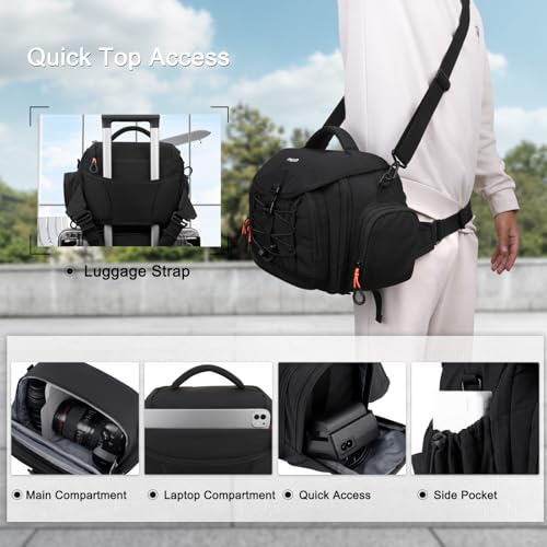MOSISO Camera Case Bag Photography Shoulder Messenger Waist Bag, Black