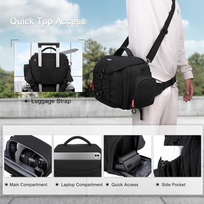 MOSISO Camera Case Bag Photography Shoulder Messenger Waist Bag, Black